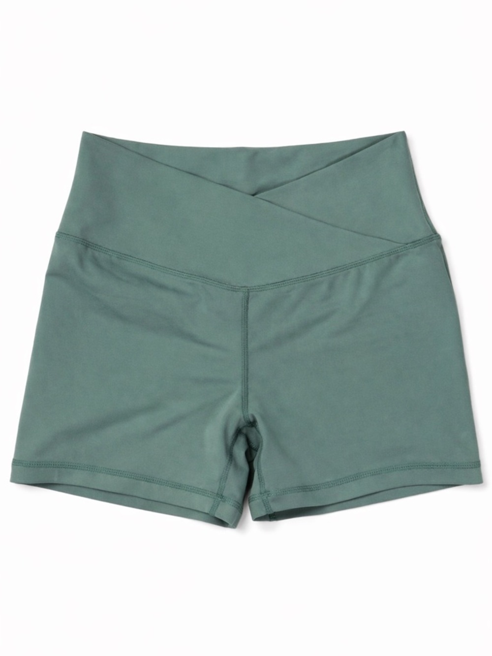 Yogalicious Lux Crossover Waist Biker Shorts Sage Green Small
